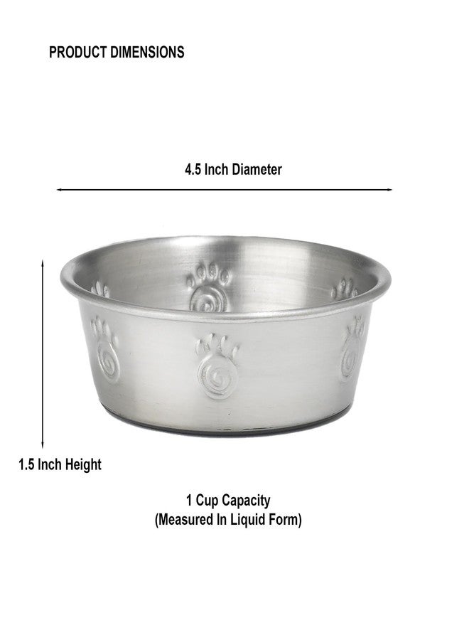 PetRageous 60046 Cayman Classic Non-Skid Stainless-Steel Dishwasher Safe Bowl 1-Cup Capacity 4.5-Inch Diameter 1.5-Inch Tall for Small Dogs and Cats of Any Size, Metallic - Image 2